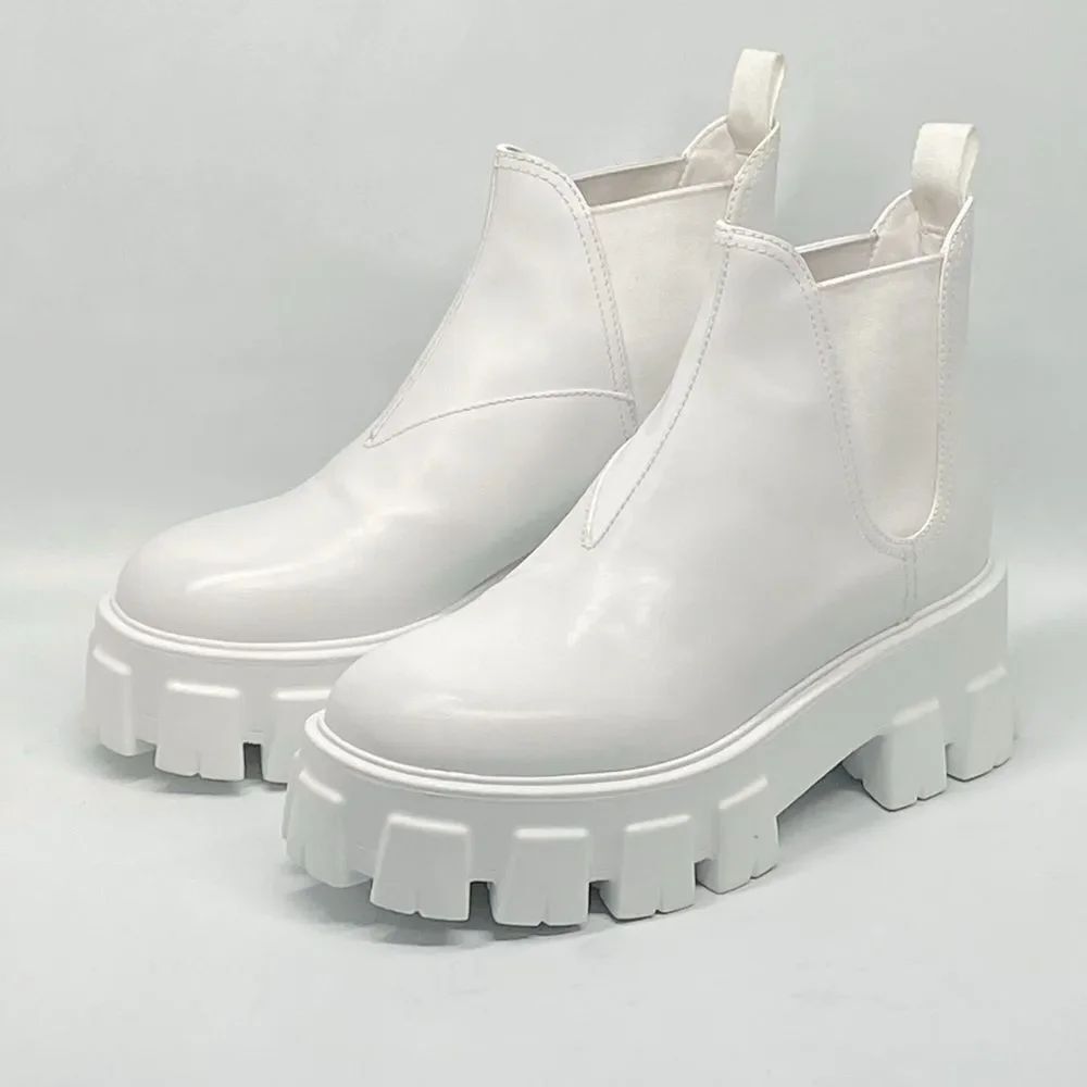 Prada Monolith Leather Lug-Sole Chelsea Boots size 37